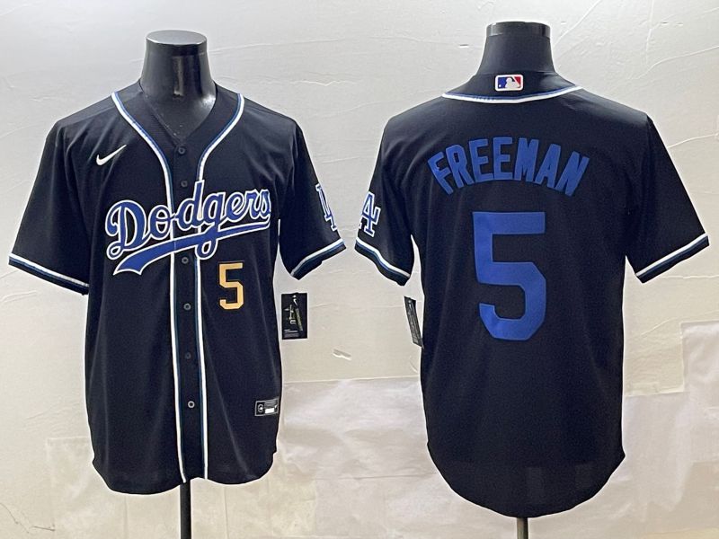 Men 2025 Los Angeles Dodgers #5 Freeman Black Three generations Fashion Nike MLB Jersey style 12->los angeles dodgers->MLB Jersey